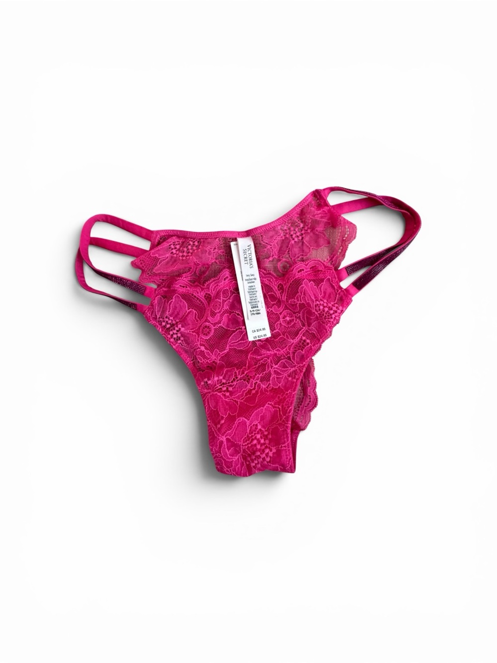 Victoria's Secret Bright Fuchsia Lace Strappy Very Sexy Brazilian Panty